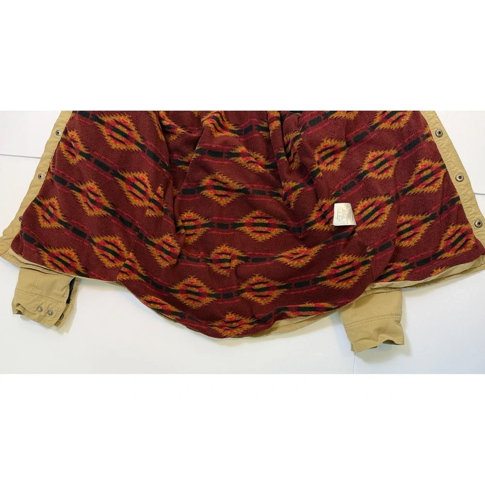 Eddie Bauer Mens S Voyager Fleece Blanket Aztec‎ Lined Jacket Tan Cowboy Western